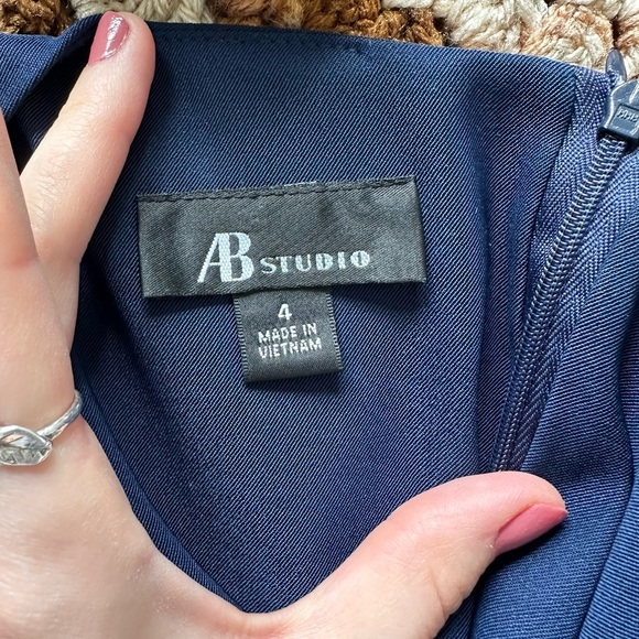 AB studio preppy vintage corpcore business core classic navy sheath dress sz 4 - Picture 13 of 13